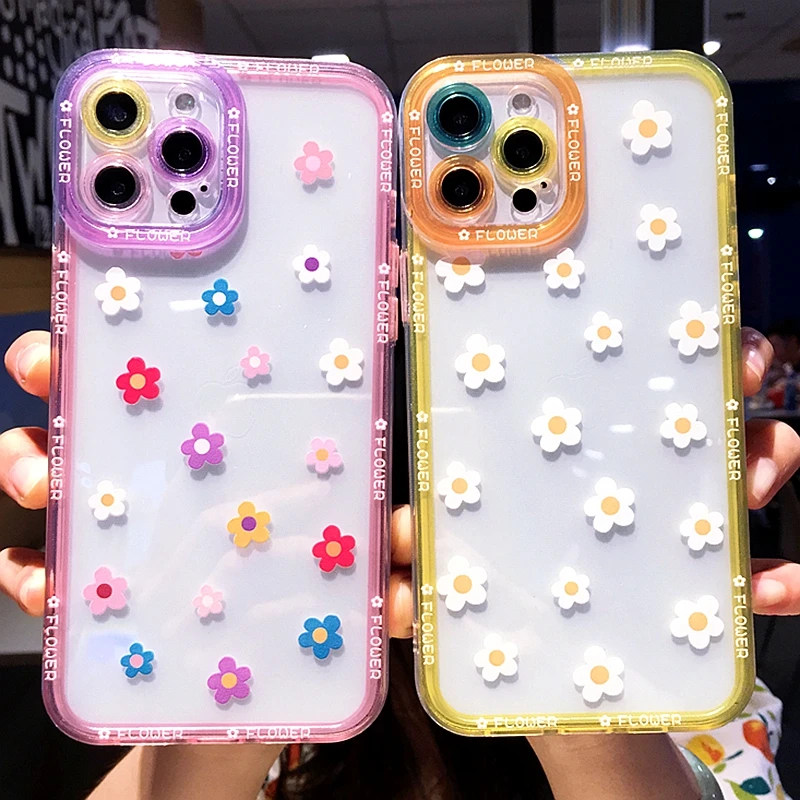 

Soft Transparent Flowers Phone Case For iPhone 11 12 13 Pro Max XS X XR 7 8 Plus SE 2020 Bumper Back Cover