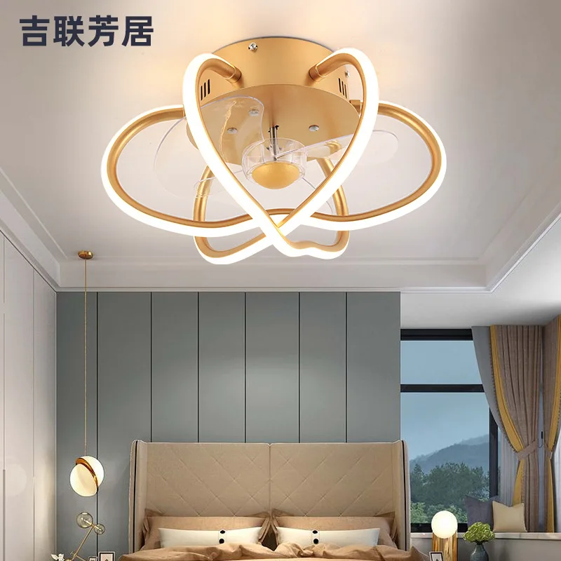 

Cross-Border Fan Lamp Side Luminous Living Room Ceiling Lamp Nordic Bedroom Dining Room Ceiling Fan Lights6Speed Regulating Fan
