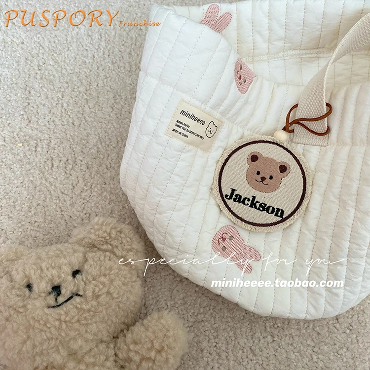 

Baby Stroller Accessories Exclusive Bear Embroidery Kindergarten Customizable Name Tag Baby Pendant Luggage Tag Backpack Pendant