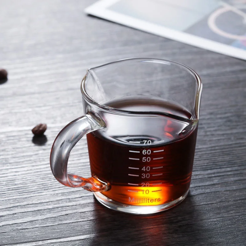 

Double-mouthed Ounce Cup 70ml Heat-resistant Glass Measuring Cup Jigger for Espresso Coffee Small Milk Cup with Scale