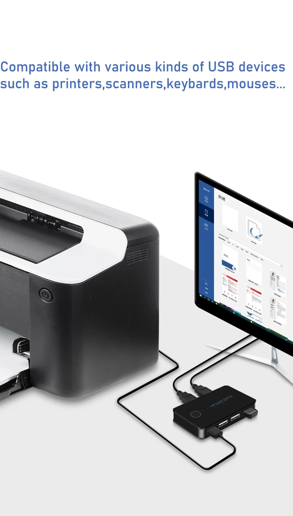 Фото KVM-переключатель USB 3.0 2X4 Переключатель 2 в 4 выхода Переключатель USB 3.0 Контроллер-концентратор Адаптер USB Общий для клавиатуры Принтер Портативный ПК №2