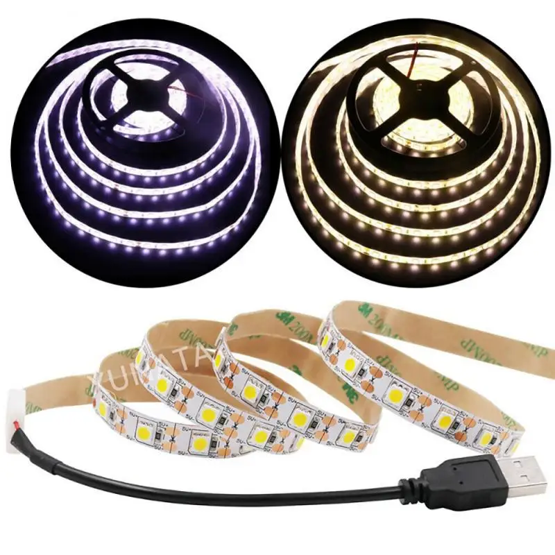 

5V Flexible Home Decor Lamp TV Background Light 5050USB Interface White Light 60 Lights Lighting Fixtures Indoor Light Bar