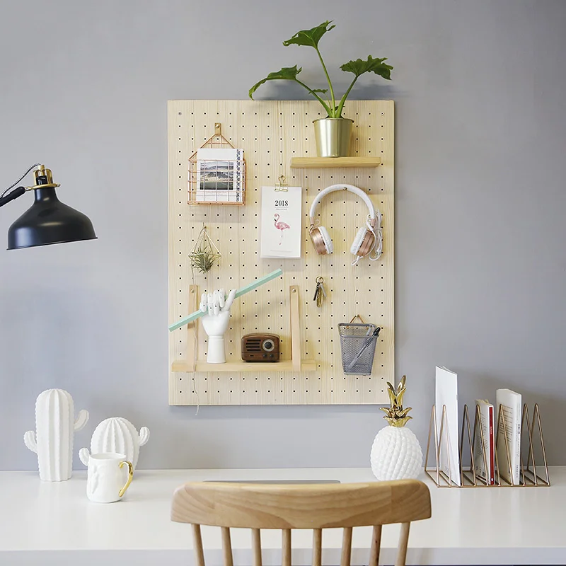 

Table top hole board storage rack solid wood accessories vacuum cleaner storage small wood good products wall wooden partition