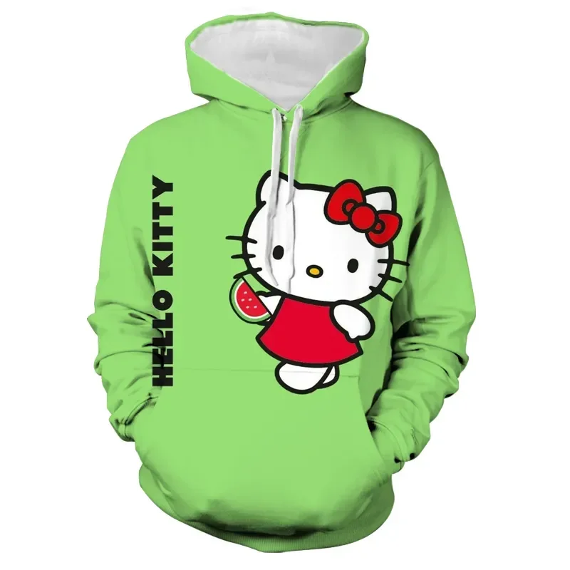 

Свитер с капюшоном Hello Kitty Sanrio Kawaii Kuromi, модный весенний мультяшный свитер Y2K, Свободный пуловер, свитшот для пары