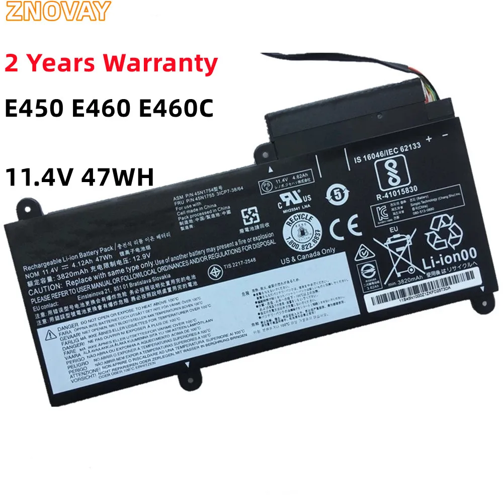 ZNOVAY 47WH 45N1754 45N1755 Аккумулятор для ноутбука Lenovo ThinkPad E450 E450C E460 E460C E455 E465 E465C 45N1753 45N1756