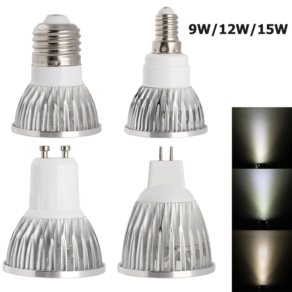 Светодиодные лампы 9W 12W 15W 6500K / 4500K 3000K Комната 45° AC85 - 265V DC12V MR16 GU10 E27 E14