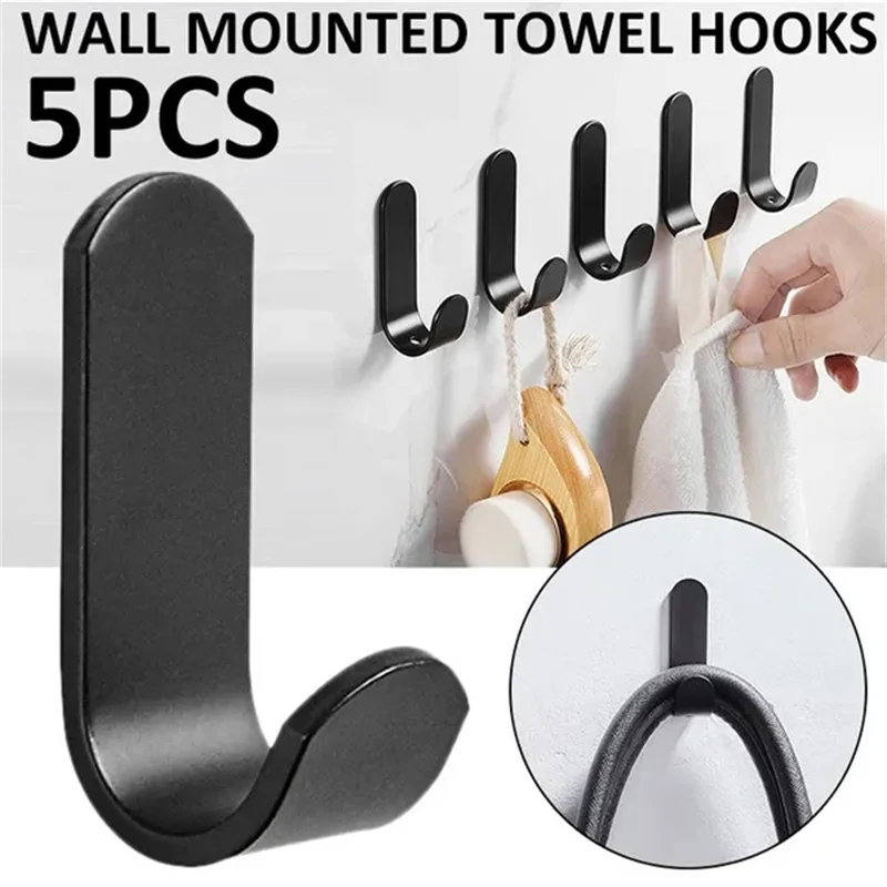 

Towel Key Strong 5/10pcs Door Accessories Hook Kitchen Back Hook Self Adhesive For Coat Hanger Bathroom Mounted Wall Metal