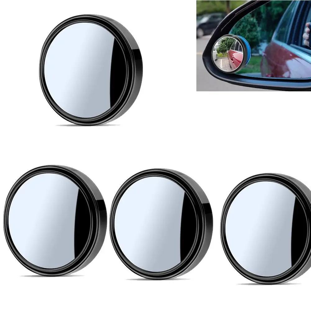 

4 Pcs Car Blind Spot Mirrors Auto Rear View Mirror Spot Mirror 360 Rotation Adjustable Wide Angle Vehicle Parking Convex Mirror