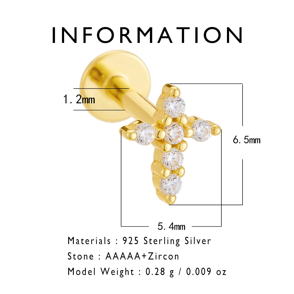 Серьги-гвоздики из серебра 925 пробы с опалом и фианитом для пирсинга 1 шт.