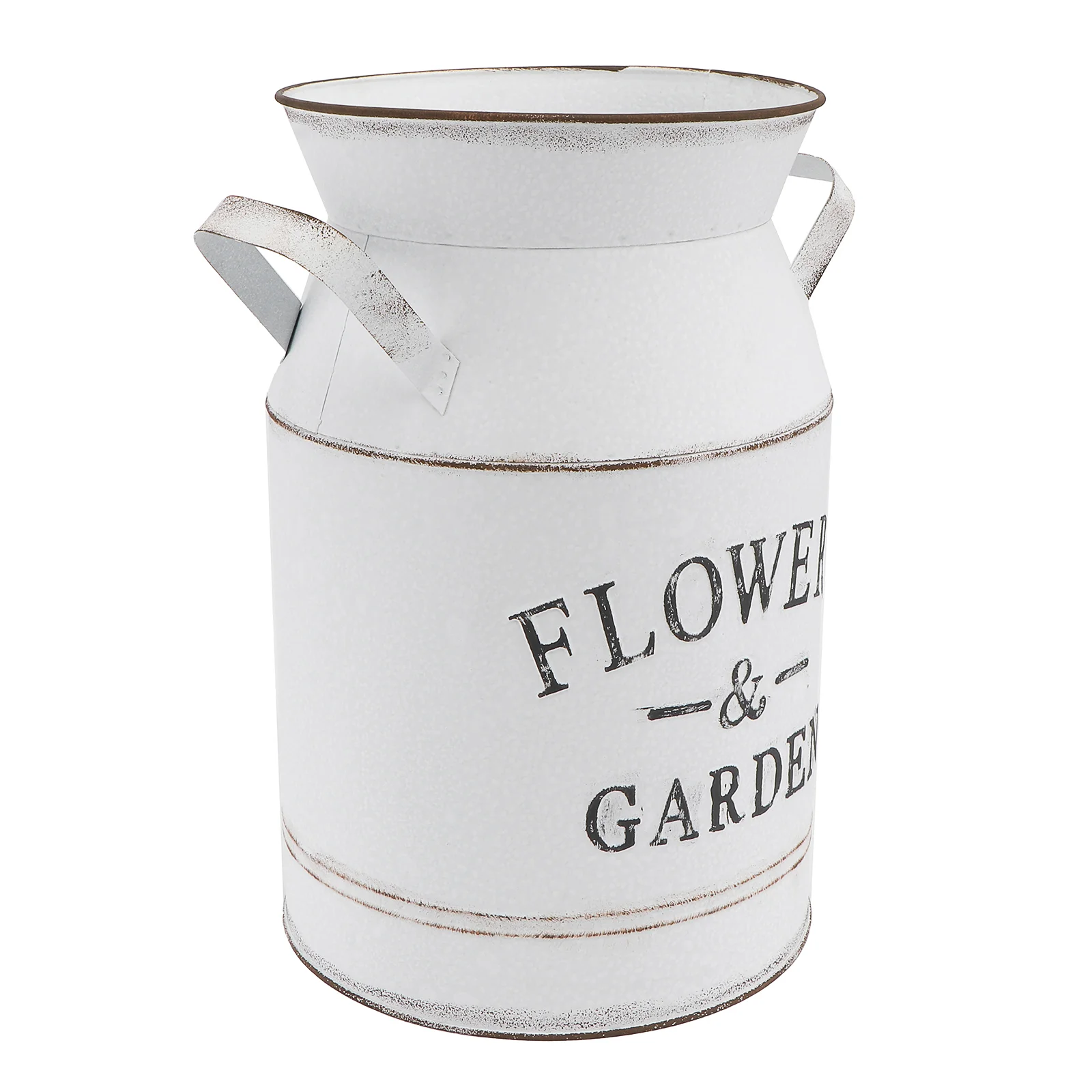 

Galvanized Metal Bucket Vase Flower Arrangement Desktop Ornament Container White