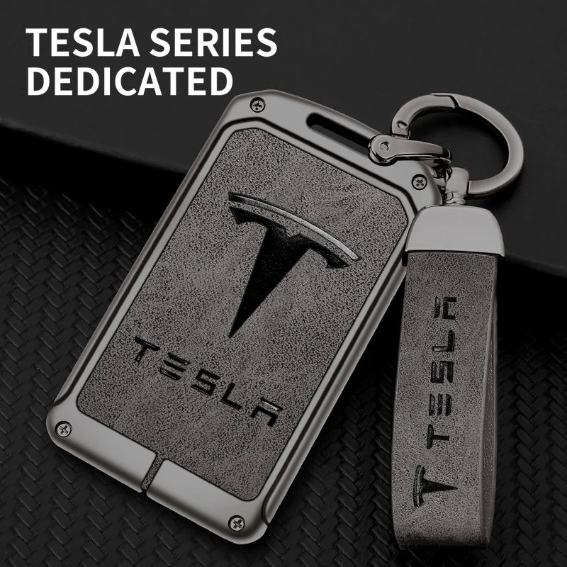 

Кожаный чехол для автомобильного ключа с дистанционным управлением из цинкового сплава для Tesla Model S, модель 3, модель X, модель Y, для Tesla держа...