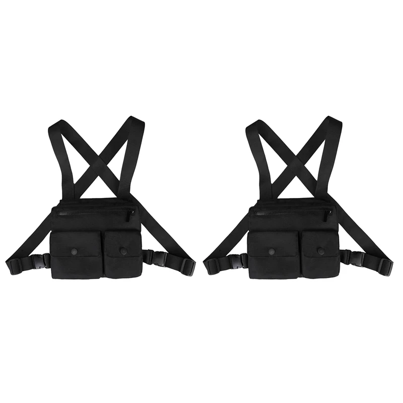 

2X Men Chest Utility Bag Multi-Function Pocket Fashion Strap Vest Hip-Hop Street Wear Chest Bags for Women