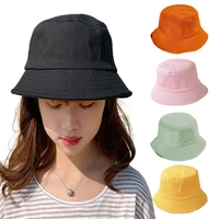 2022 summer new bucket hat for girls woman fashion%c2%a0streetwear caps girls solid color fisherman hats children outdoor sun hats