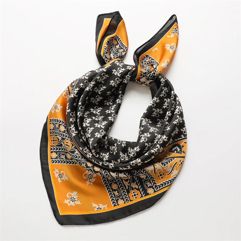 

Роскошный квадратный шарф с принтом для женщин повязки для волос ленточная повязка на голову атласный хиджаб Модные Шелковые бриллианты Же...