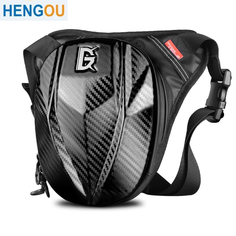 

Racing Motorcycle Drop Leg Bag Waterproof Bike Fanny Pack Cycling Thigh Bag Touring Waist Pack Carbon Fiber Backpack Black