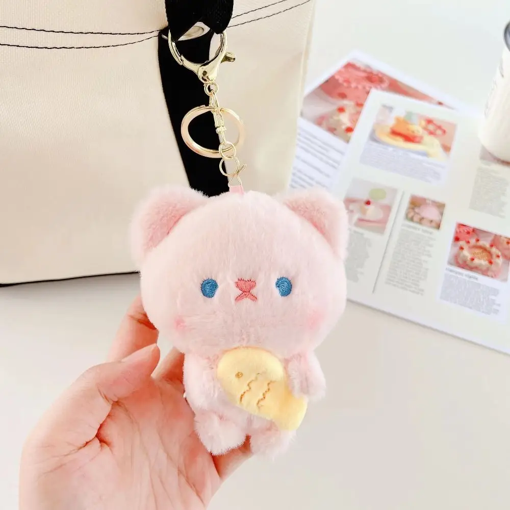 

Cute Cartoon Plush Cat Pendant Key Chain PP Cotton Creative Bag Decoration Women Car Key Ring Ornaments Children Toy Gifts