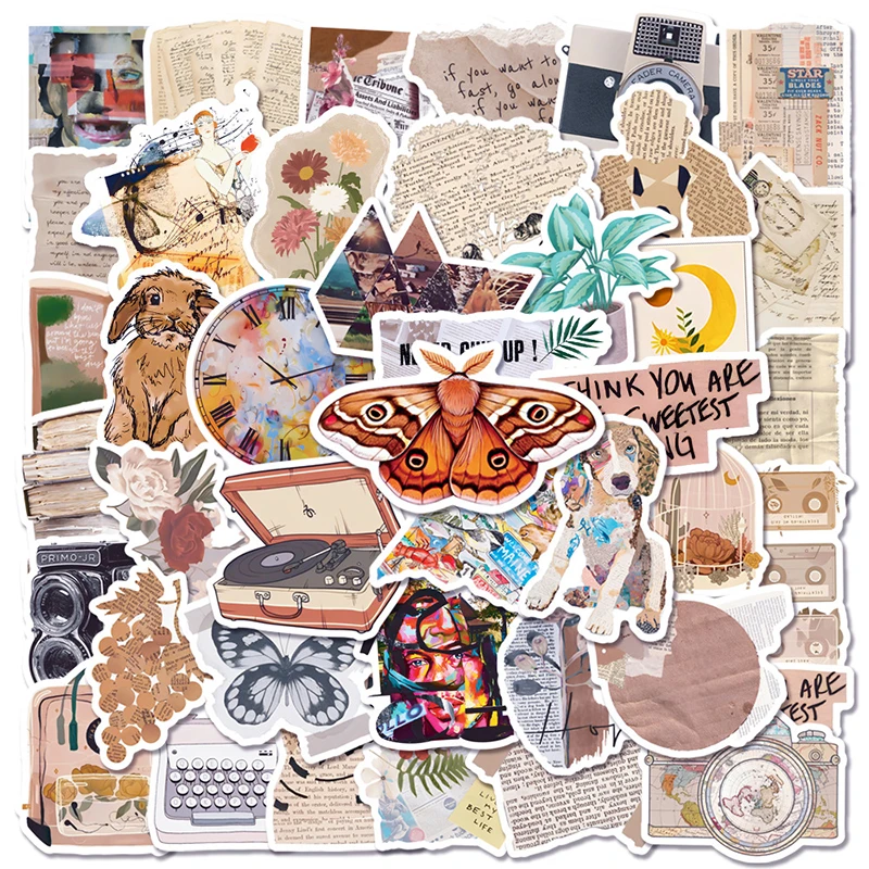 10/30/50 шт. винтажные стикеры в виде газеты и граффити, эстетические детские наклейки из ПВХ для телефонов, декоративные скетчбуки, альбом для скрапбукинга для детей