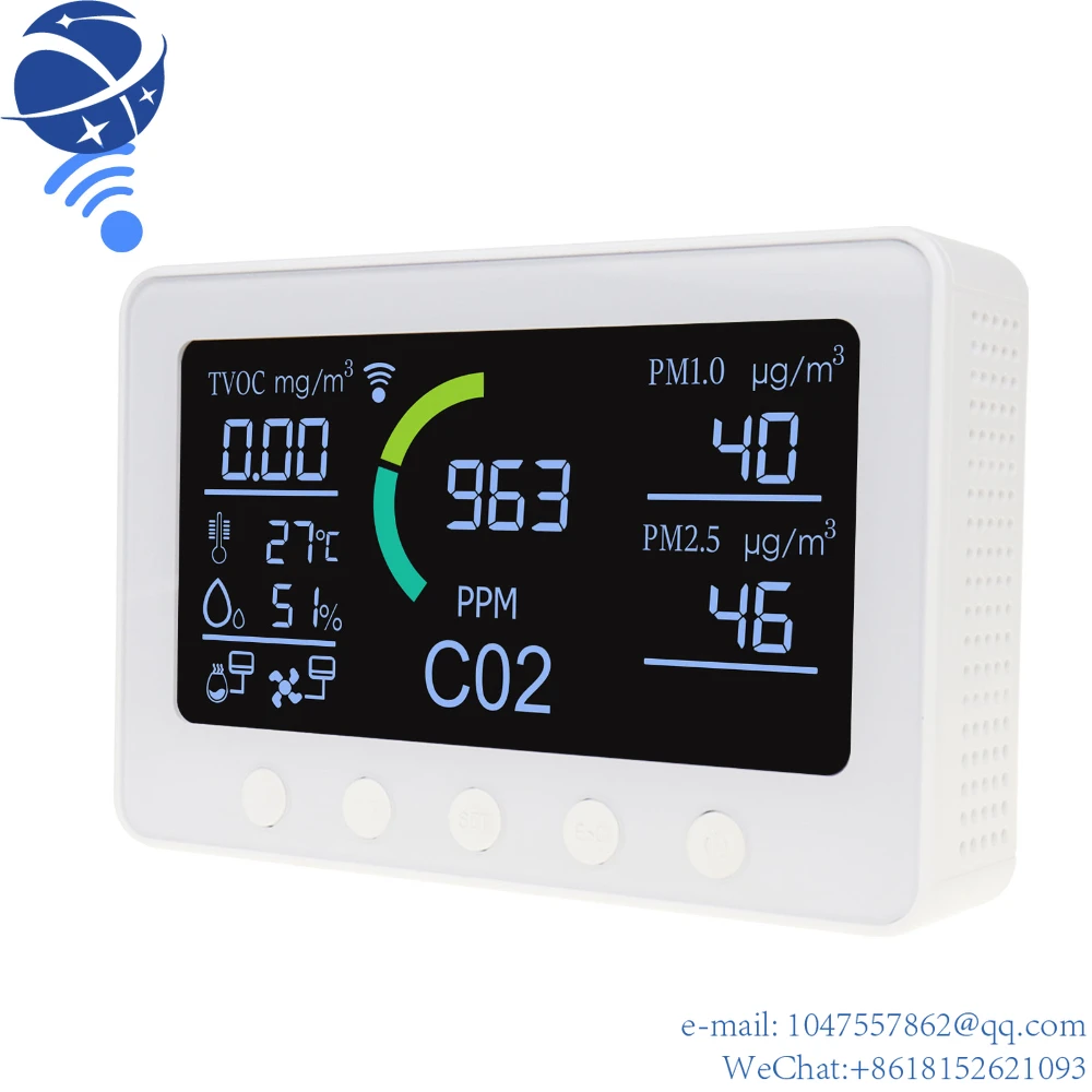 

Анализатор качества воздуха Yun YiSmart, измеритель CO2, TVOC, влажности, температуры, PM2.5, PM1.0 W/релейный выход, управление через приложение