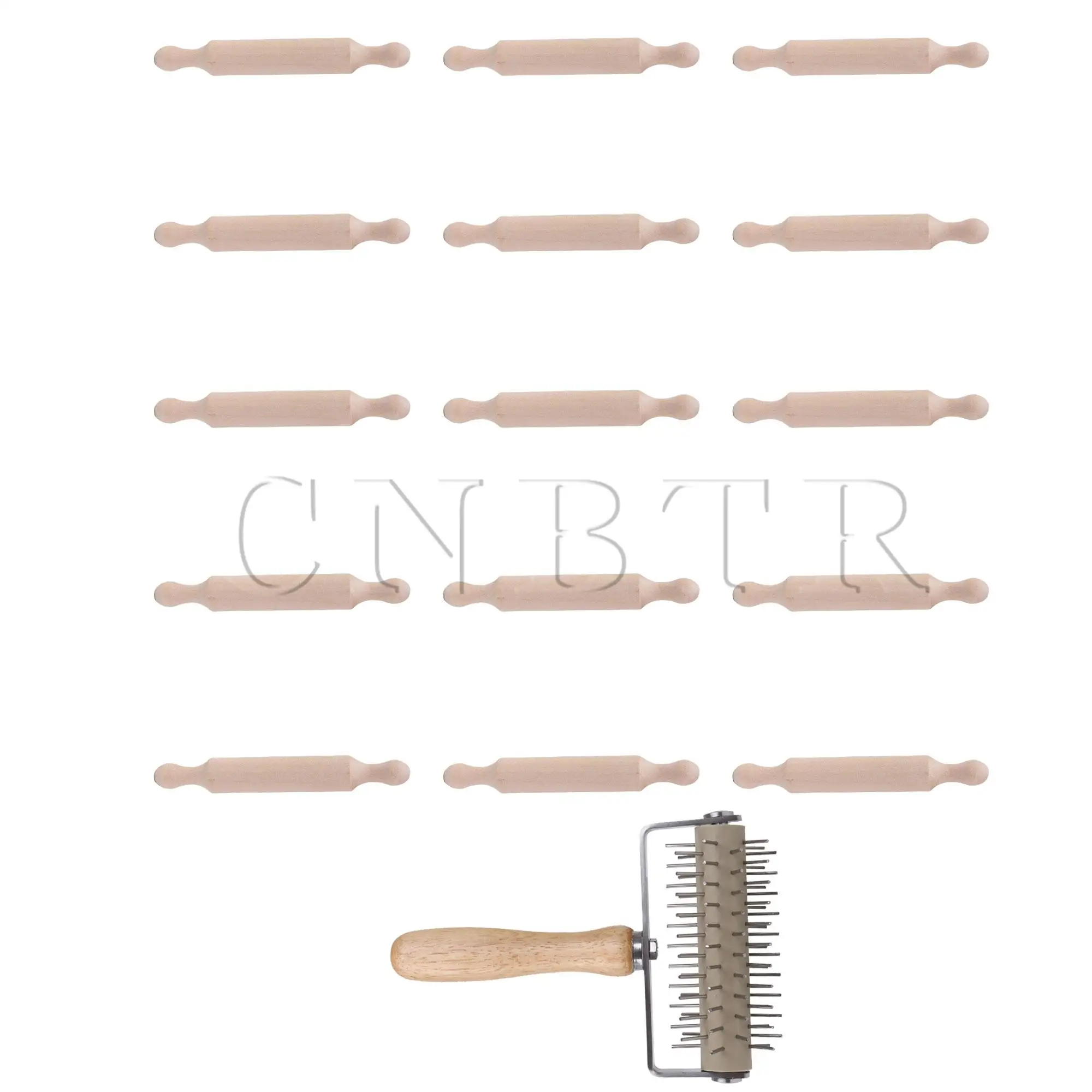 

CNBTR 16 шт. 140x20 мм деревянная мини-Скалка, набор инструментов с отверстиями для кухни