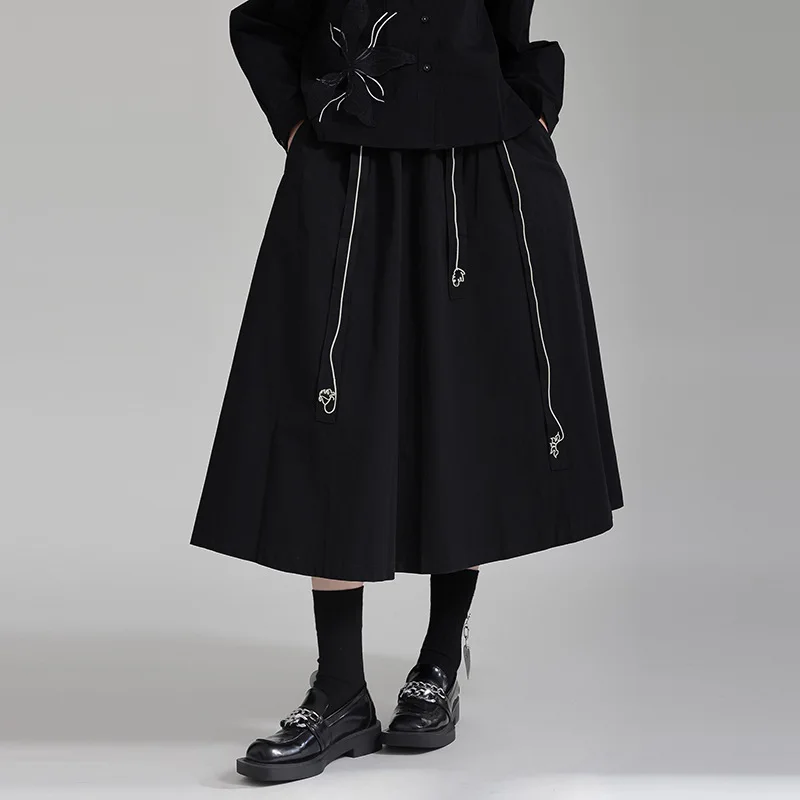 Женская юбка-трапеция с вышивкой Johnature повседневная трапециевидная юбка