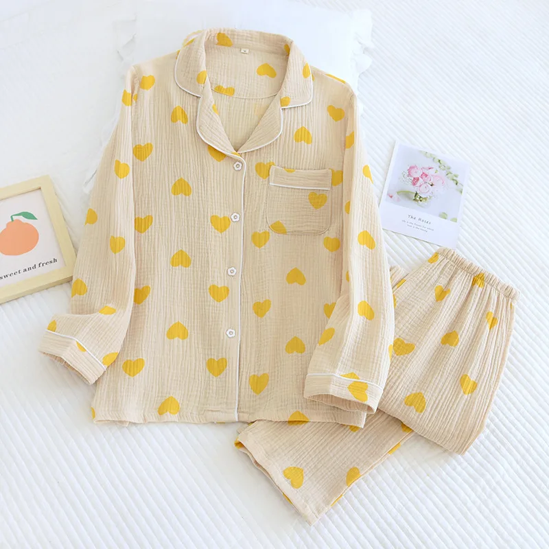 Sweet Heart Cute Women Girls Spring Autumn Winter Pajamas Set Factory Direct Pyjamas Cotton Lovely Homewear Loungewear Set