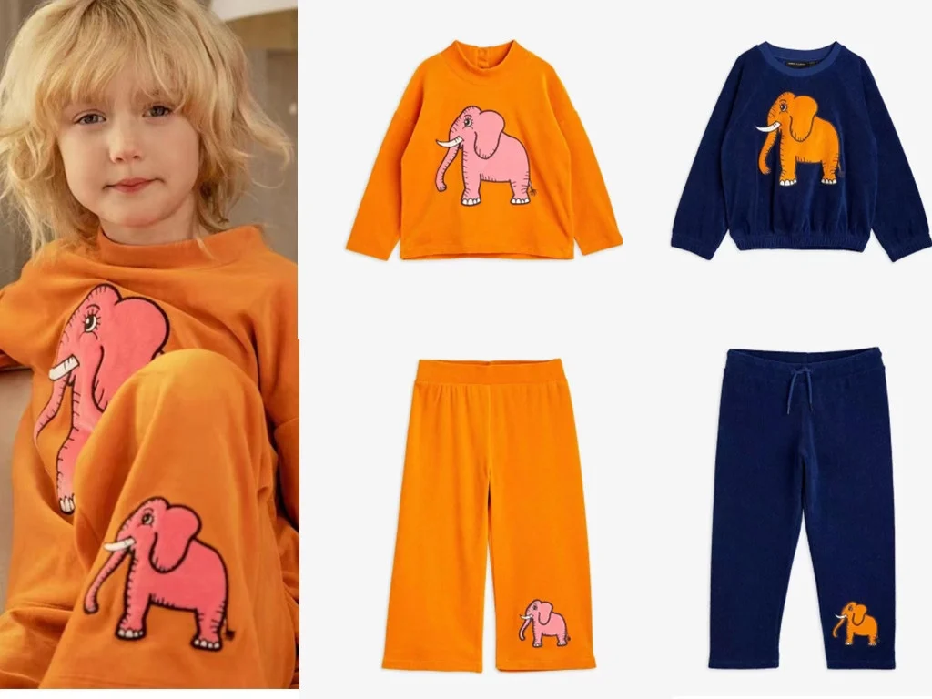 

Весна, новинка, свитер с вышивкой в виде слона для мальчиков и девочек Jenny & Dave2023, повседневные брюки, милый костюм