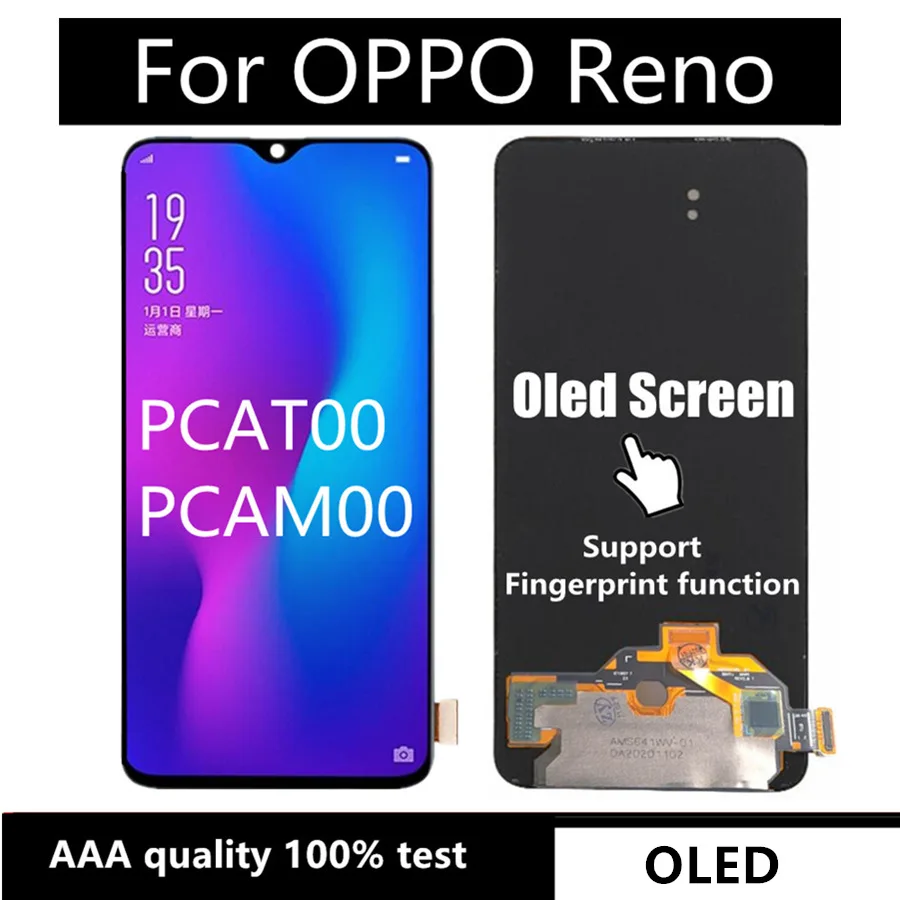 

OLED-экран 6,4 дюйма для OPPO Reno PCAT00, PCAM00, ЖК-дисплей кодирующий преобразователь сенсорного экрана в сборе, экран с дигитайзером в сборе, замена