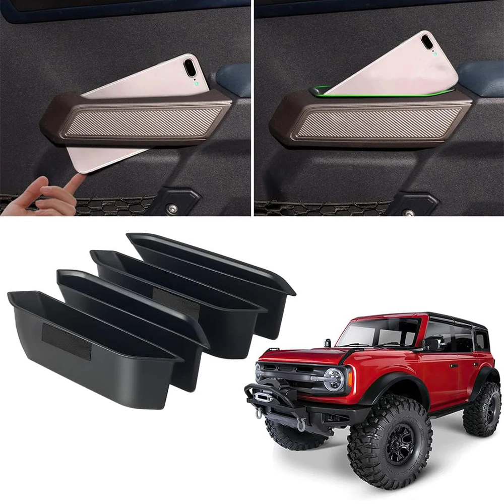 

4PCS Handle Storage Box Container For Ford Bronco 2021-2023 Front Rear Door Side Armrest Pocket Organizer Insert Glove Pallet