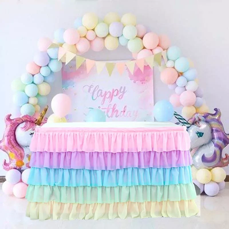 

Layer Tulle Table Skirt Tutu Table Skirts Tableware Baby Shower Birthday Party Decorations Banquet Wedding Home Party Supplies