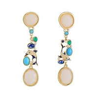 blue dolphin inlaid pearl stud earrings womens jewelry