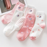 spring cartoon embroidery woman socks pink thin cute korea style harajuku kawaii socks