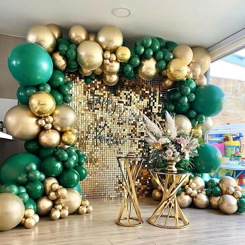 

Фон для фотосъемки с изображением зеленых золотых воздушных шаров гирлянды дней рождения шаров с золотом фотографией Рождество 2023 Декор