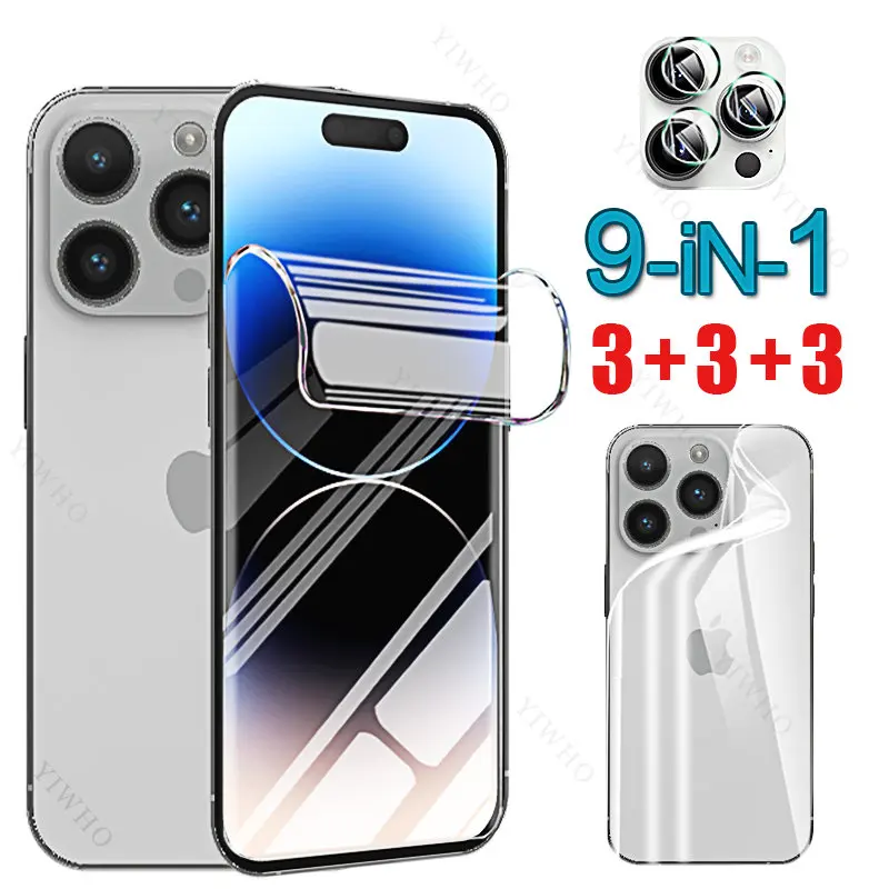 

Transparent Front Back Hydrogel Film for IPhone 14 Pro HD Camera Glass Screen Protector for IPhone 14pro 6.1" A2650 Anti-Scratch