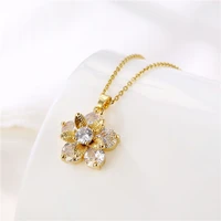 exquisite shiny crystal flower stainless steel necklace ladies cross chain full zircon clavicle chain pendant birthday gift