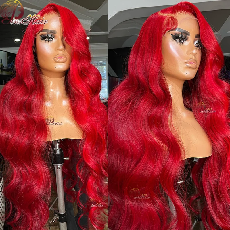 Colored Red Lace Front Human Hair Wigs 13x4 Burgundy 99J Human Hair Transparent Lace Frontal Wig Soft Silky Pre-Pluck Remy Hair