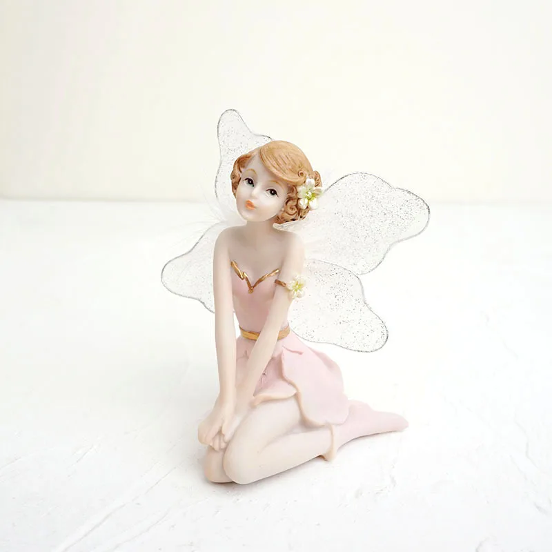 

1pcs Flower Fairy Angel Figurines Home Ornament Fairy Garden Miniatures Resin Beautiful Girl Figurines Wedding Gifts
