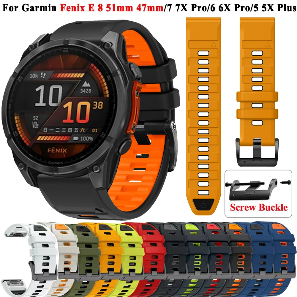 Быстросъемный силиконовый ремешок для часов 26 мм 22 Garmin Fenix E 8 47 51 7 7X 6 6X 5 5X Plus/Enduro