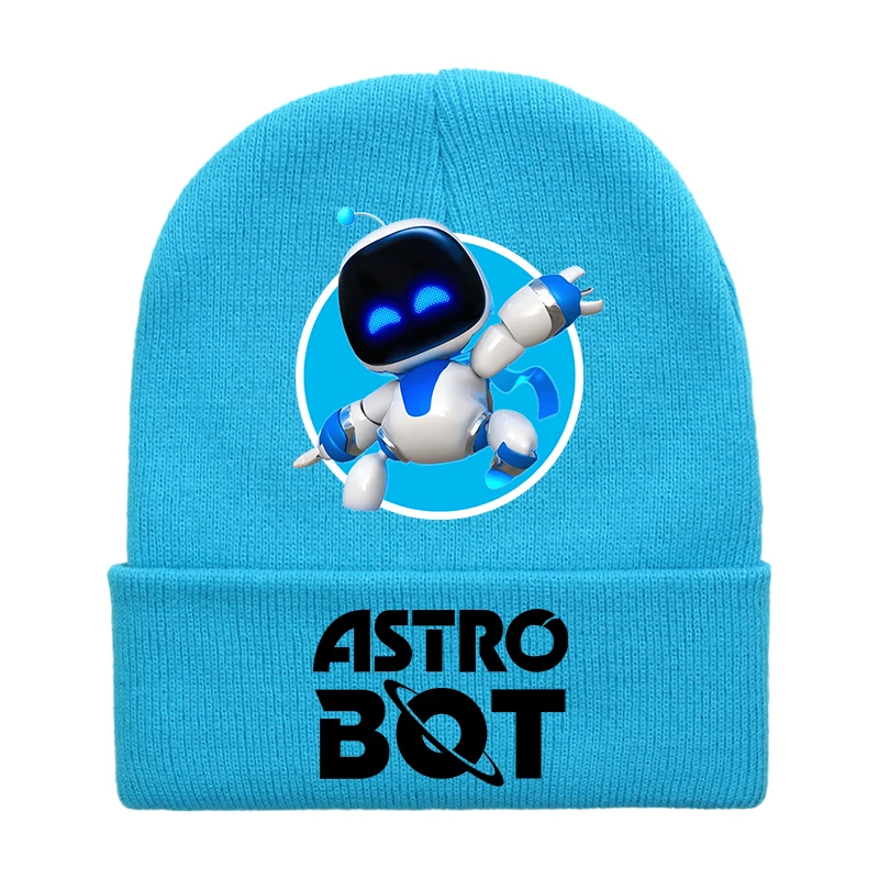 Фото Детские вязаные шапки AstroBoted с принтом на игровую тематику, вязаные шапки-бини для мальчиков и девочек, зимние повседневные теплые шапки, повседневные шапки для езды на велосипеде на открытом воздухе №4
