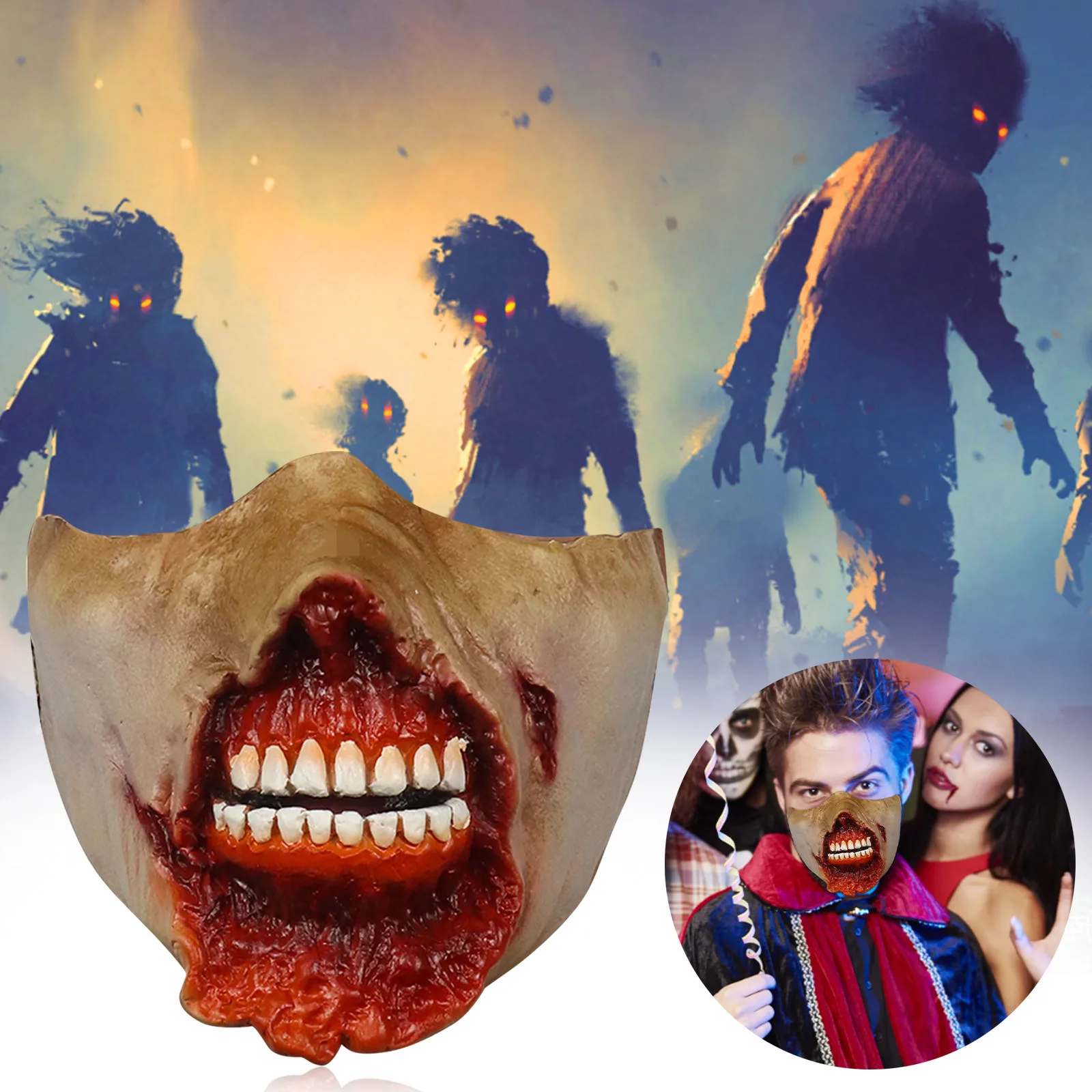 

Party Favors Scary Halloween Facemask Double Layer Ripped Facemask Halloween Full Head Skeleton Facemask