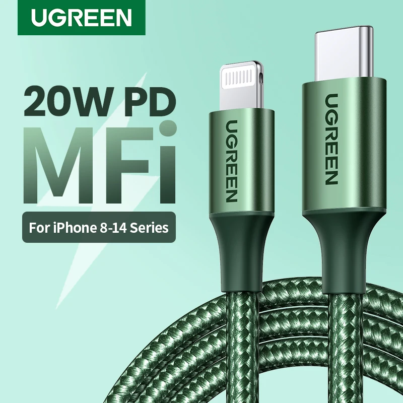 UGREEN MFi USB C к Lightning Кабель PD20W Быстрая зарядка для iPhone 14 13 12 Pro Max мини кабель для передачи данных для iPhone для iPad