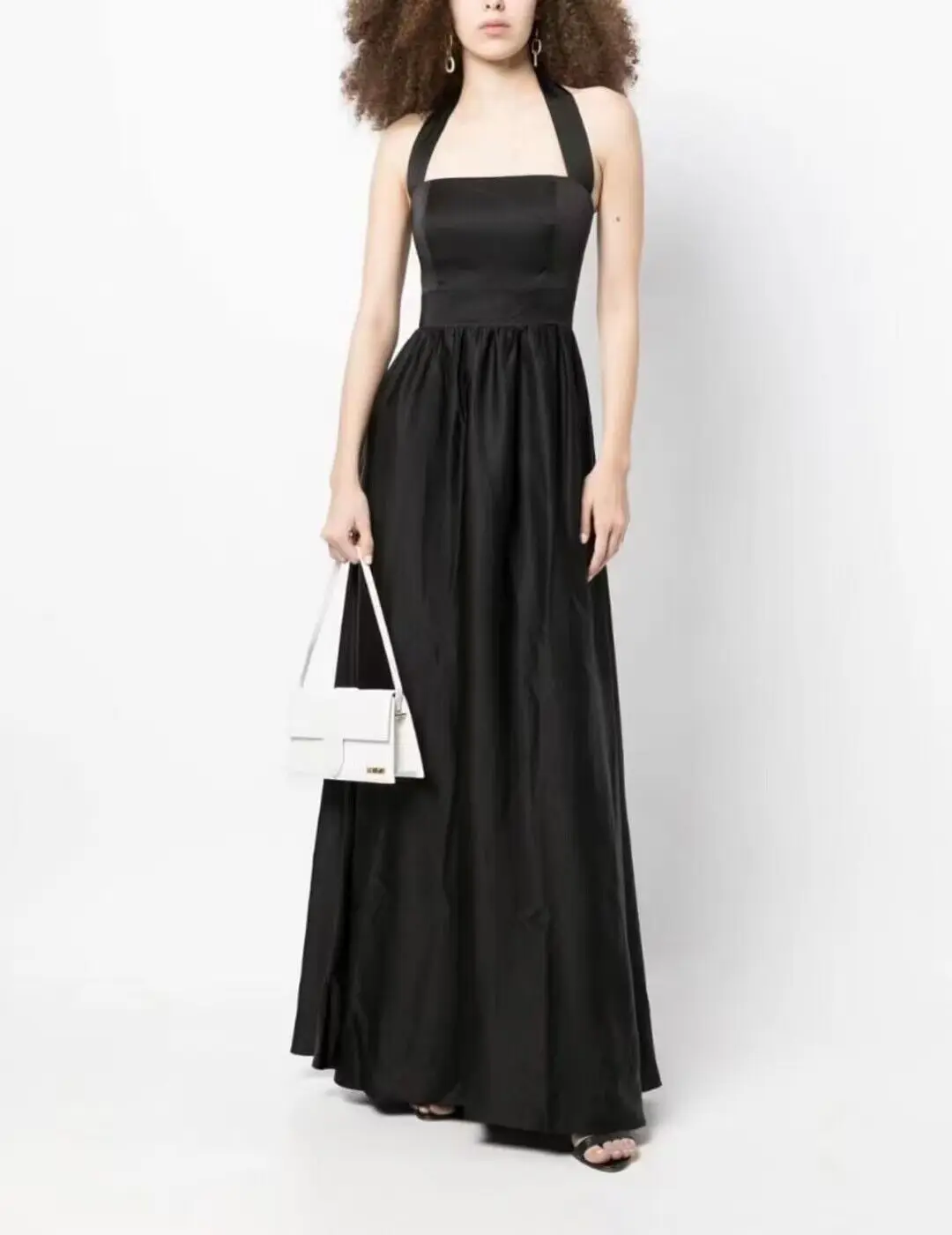 

Women Sexy Halter Backless Big Swing Holiday Draped Maxi Dress