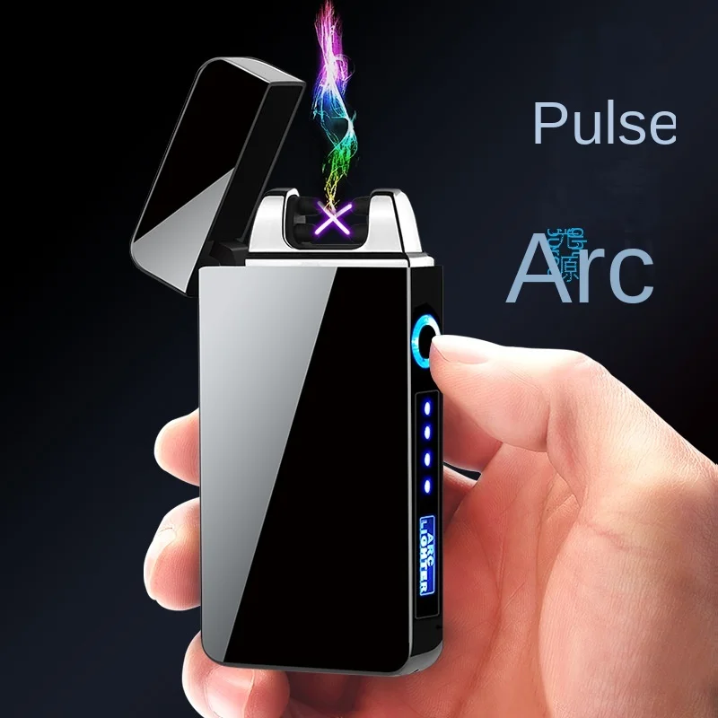 

Men's Gift New Double Arc Windproof Cigarette Lighter Battery Display USB Charging Lighter