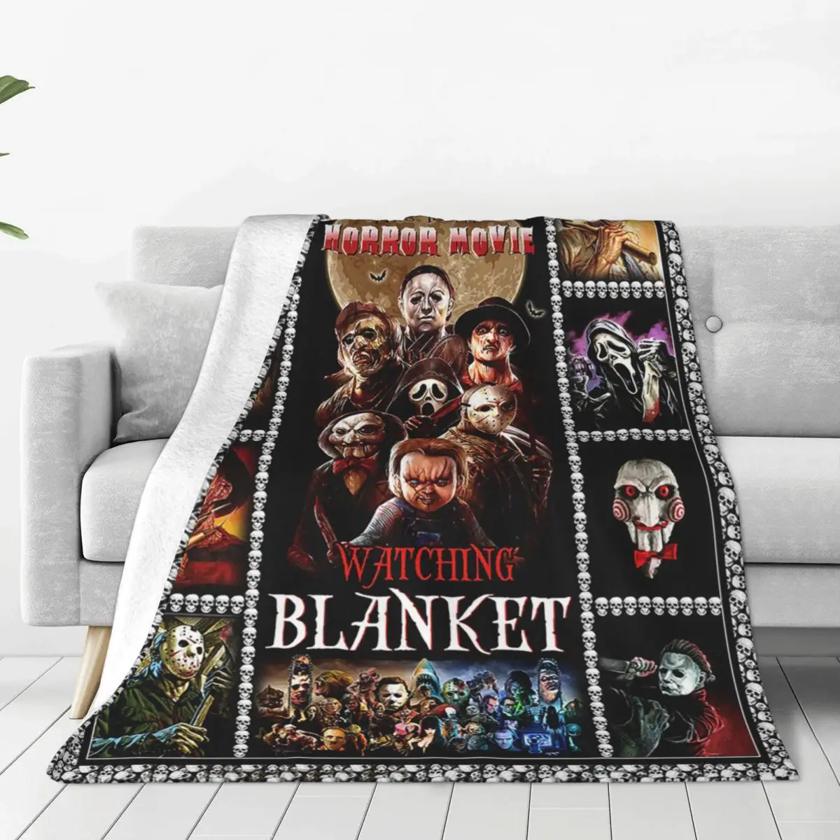 

Newest Horror Moive Blankets Fleece Spring/Autumn Mysterious Character Lightweight Thin Throw Blanket for Home Office Quilt