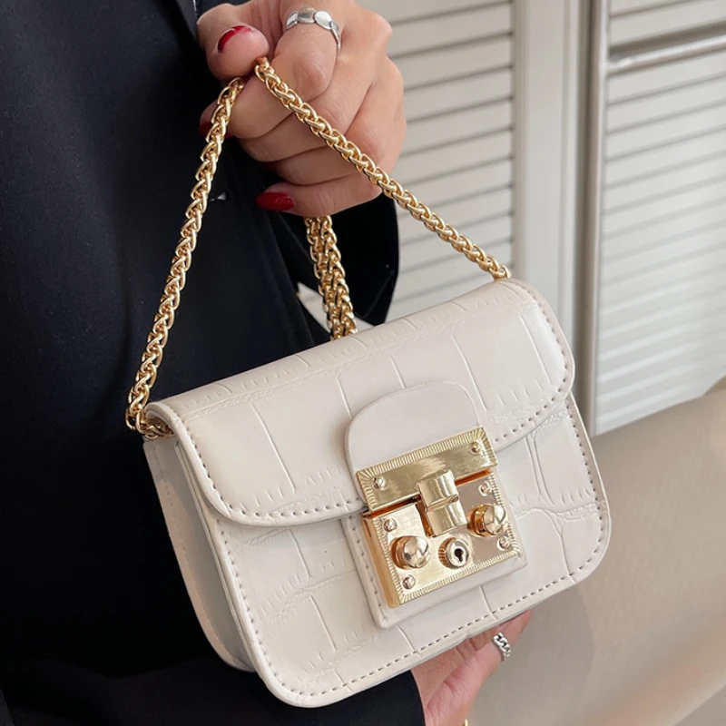 

2022 New Stone Pattern Shoulder Bag Fashion All-match Small Square Bag Western Style Messenger Bag High-quality Ladies Chain Bag