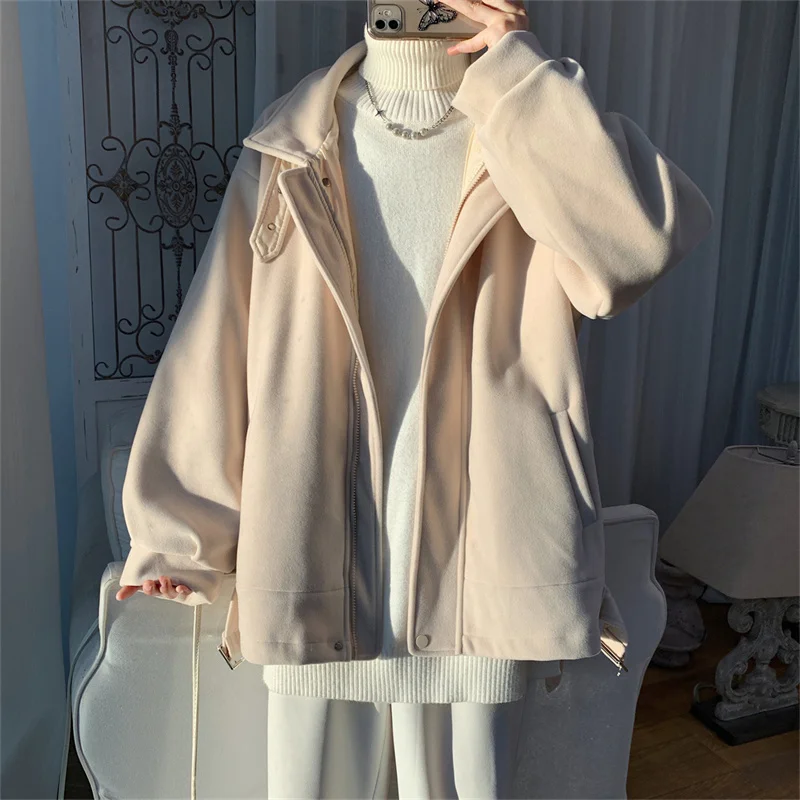 Winter Jacket Men Warm Fashion 3-color Thicken Suede Jacket Men Streetwear Korean Loose Thick Short Coat Mens Tooling Jackets