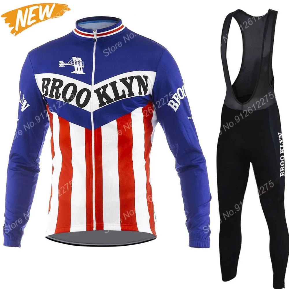 

Summer Brooklyn 2022 Team Cycling Jersey Set Cycling Clothing Long Sleeve MTB Bike Road Pants Bib Maillot Culotte