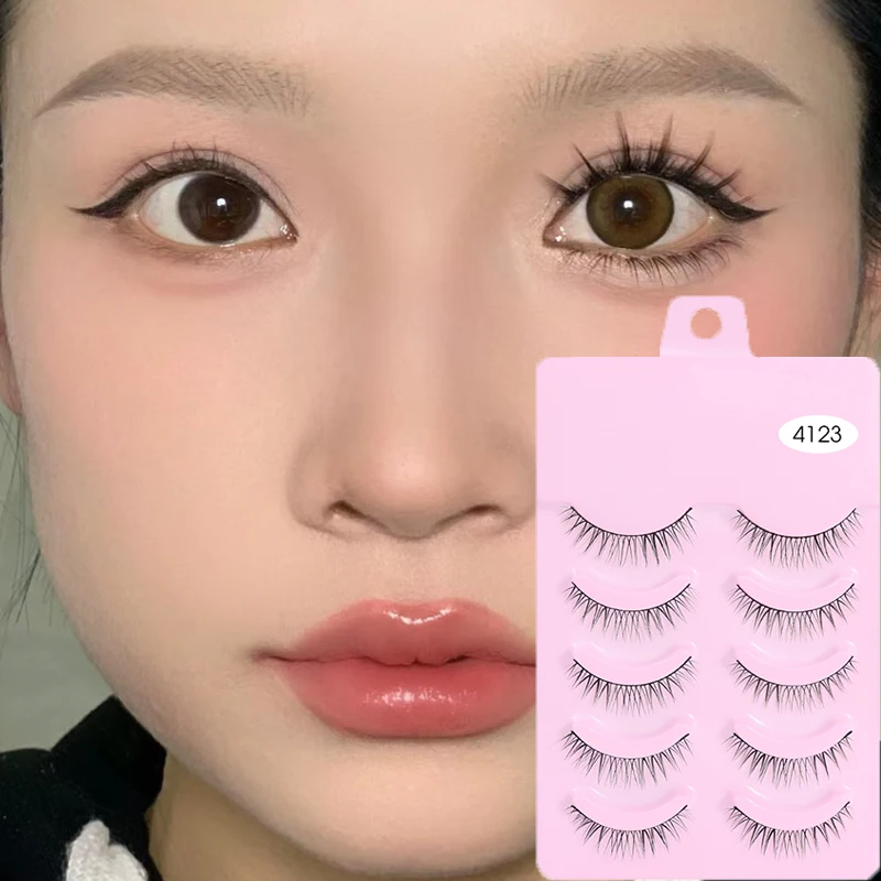 

5 Pairs New Natural Manga Lashes Natural Short Full Strip Soft Eyelash Extension Reusable Fairy 3D Faux Big Eye False Eyelashes