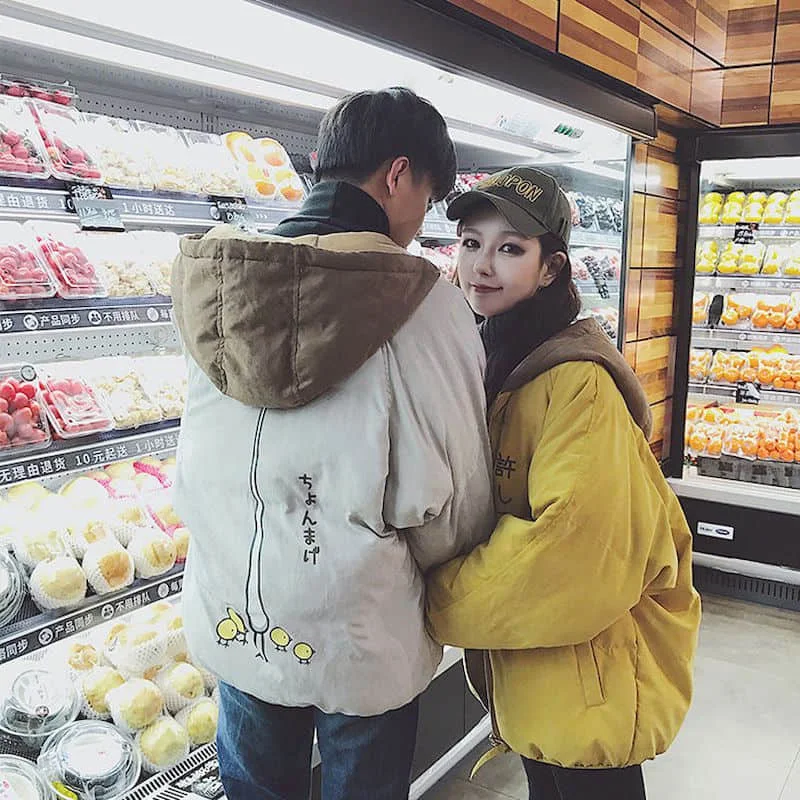 Women Short Loose Korean Cotton-padded Coats 2023 Winter Lovers Plus Velvet Clothes Harajuku Bread Jacket Female Kawaii Overcoat
