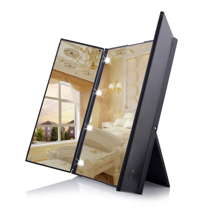 

Portable LED Light Makeup Mirror Vanity Lights Compact Make Up Pocket Mirrors Vanity Cosmetic Hand Folding Led Mirror Lamp