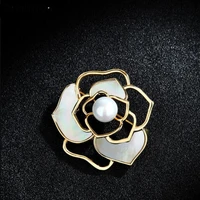 high quality camellia hollow pearl brooch pin womans brooch high end brooch high end clothing accessories corsage
